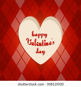 happy valentines day vector cards with heart on background tartan