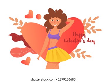 Happy Valentine's day Vector. Cartoon. Isolated art on white background. Flat