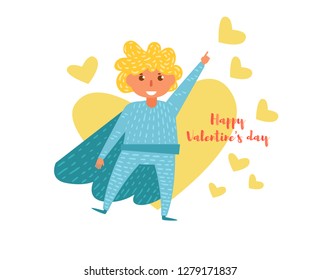 Happy Valentine's day 
Vector. Cartoon. Isolated art on white background. Flat