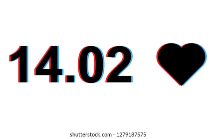 Happy Valentine's day vector concept with glitch effect.