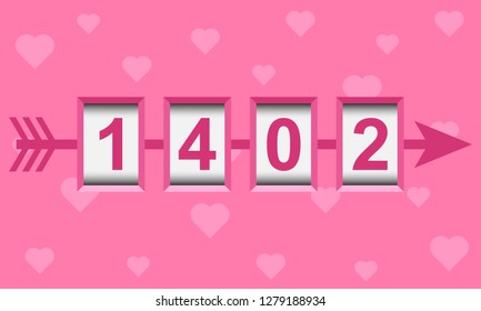 Happy Valentine's day vector concept with odometer number counter.