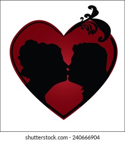 Happy Valentine's day vector couple kissing in a heart