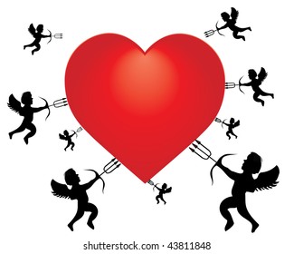 happy Valentines day - vector with Cupido