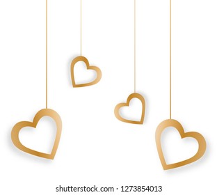 Happy valentines day vector design with heart shape decoration on white background