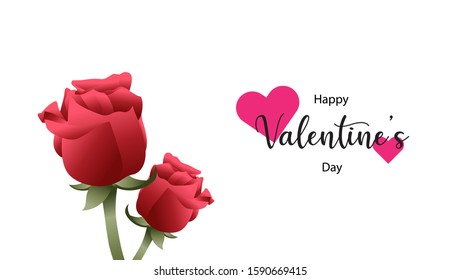 happy valentines day vector design illustration with beautiful roses element.