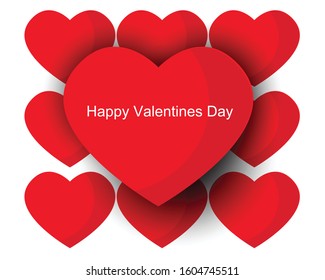 Happy Valentines Day, vector design, Message on hearts, sweet love