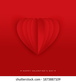 Happy valentiner Tag Vektordesign mit Papier geschnittenen roten Herzen formen Luftballons auf rotem Hintergrund. Vektorgrafik.