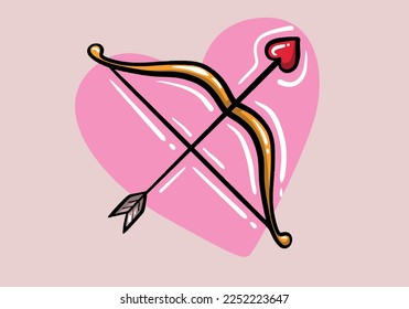 Happy Valentine's Day Vector Design. Valentine's Day Vector With Heart Arrow and Bow. Valentine's Day Design for Poster, Social Media, Banner or Advertisement.