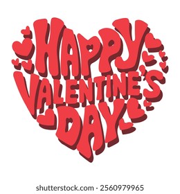 Happy valentine's day vector design, valentine typography and groovy style t shirt design vector