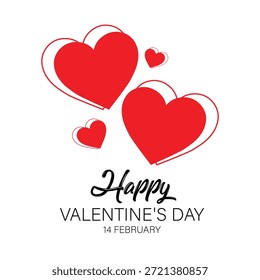 Diseño feliz del Vector del día de San Valentín con los Elementos rojos del corazón en el fondo blanco para el 14 de febrero