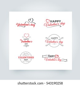 Happy Valentines Day Vector Design Elements. Set of calligraphic elements, Heart Symbols, Badges, Labels and Cards.