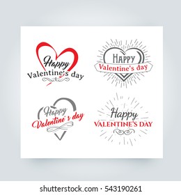 Happy Valentines Day Vector Design Elements. Set of calligraphic elements, Heart Symbols, Badges, Labels and Cards.
