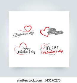 Happy Valentines Day Vector Design Elements. Set of calligraphic elements, Heart Symbols, Badges, Labels and Cards.