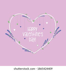 Feliz día de San Valentín elemento vector con flores e inscripción. 