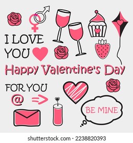 Happy Valentine's day vector elements set