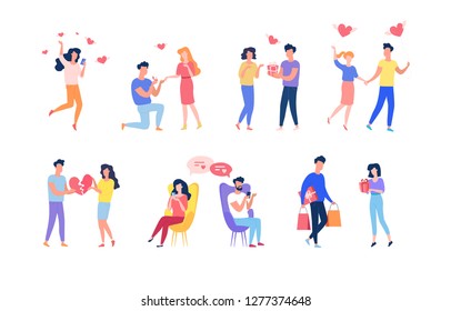 Happy Valentine's day vector flat couple in love illustration