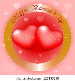 "Happy Valentines Day" vector gold and red background