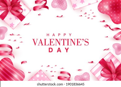 Happy valentiner Tag-Vektorgrafik mit realistischen Geschenkbox und Herzform 