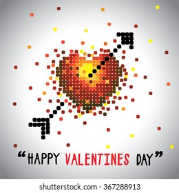 happy valentines day vector graphic with love symbol and arrow. this graphic can be used for greeting cards, posters, mailers, promotions, banners for the 14 february event