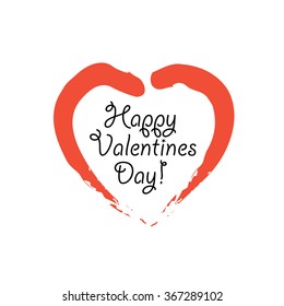 happy valentines day vector graphic with handwritten love or heart symbol. this graphic can be used for greeting cards, posters, mailers, promotions, banners for the 14 february event
