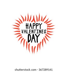 happy valentines day vector graphic with handwritten love or heart symbol. this graphic can be used for greeting cards, posters, mailers, promotions, banners for the 14 february event
