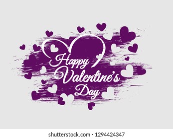 Happy Valentine's Day Vector Greeting Card Lettering Background Design with typography text sign with Hearts for Flyer, Poster, Banner. Isolated on Brush Background, Vector Illustration EPS10