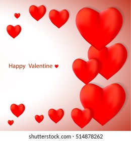 Happy Valentine's Day vector Greeting Card with red hearts and text