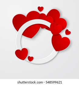 Happy Valentine's Day vector greeting card, paper hearts background