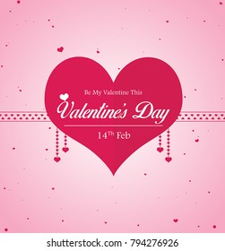 Happy valentines day vector greetings card design and hearts decorations. Vector illustration