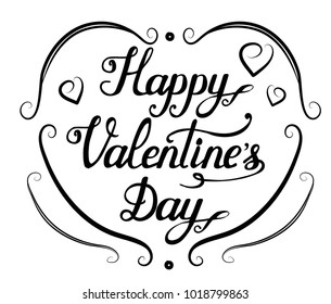 Happy Valentines Day vector hand drawn lettering