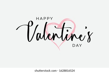 Happy Valentine's day vector, Hand Drawing Vector Lettering design illustration, romantic quote postcard, card, invitation, banner template