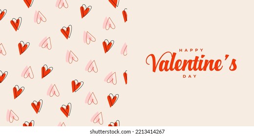 Happy Valentine's Day. Vector hand drawn seamless pattern with hearts. Decor for Valentine's Day, weddings. Print for gift paper, packaging, wallpapers, clothes, textiles.