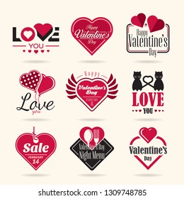 Happy Valentines Day vector icon set