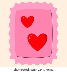 Happy Valentines day vector icon postage stamp cartoon style