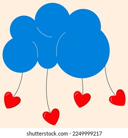 Happy Valentines day vector icon cloud with love heart cartoon style
