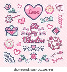 Happy Valentine's Day. Vector Illustration with Hand-drawn Style Design Elements. Valentine's Day Set.