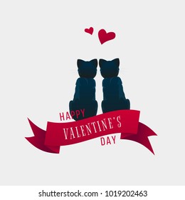 Happy valentines day vector illustration. Design element with cats and hearts