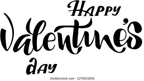 Happy Valentines day. Vector illustration. Lettering print. Lettering.  Perfect for greetings, invitations, manufacture wrapping paper, textile and web design. Black and white. st. Valentines day.