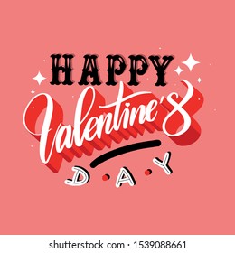 happy valentines day vector illustration lttering