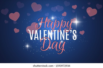 Happy Valentine's Day vector illustration on a beautiful background with beautiful hearts.