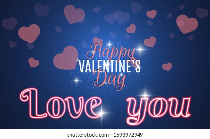Happy Valentine's Day vector illustration on a beautiful background with beautiful hearts.