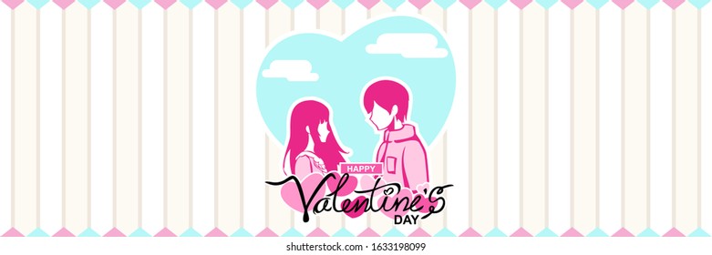Happy Valentine's Day vector illustration. Suitable for greeting card, poster and banner 
