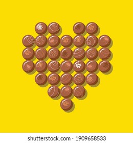 happy valentines day. vector illustration of chocolate candies heart