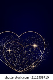 Happy Valentine's Day vector illustration with heart of gold,. Template for card, menu, flyer, coupon, poster, cover, banner. Shine of love.