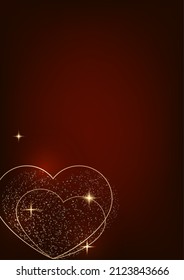 Happy Valentine's Day vector illustration with heart of gold,. Template for card, menu, flyer, coupon, poster, cover, banner. Shine of love.