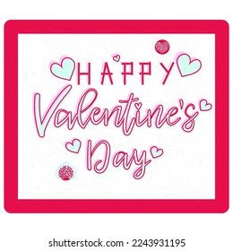 Happy Valentine's Day vector illustration card. Trend viva magenta 2023 colors. Romantic poster. Love. Greeting banner. 