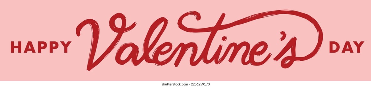 Happy Valentine's Day Vector Illustration. Hand drawn elegant modern brush lettering of Valentines Day. Hand lettering good for printed cards, posters, flyers, social media, banners, billboards, etc. 