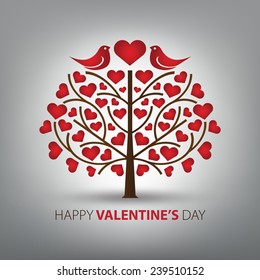 "Happy Valentine's Day" vector illustration with love birds