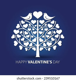 "Happy Valentine's Day" vector illustration with love birds