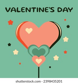 Happy Valentine's Day vector illustration. Festive background design with hearts. Square poster, flyer, greeting card, web resource, background